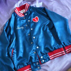 Tuesday Bassen Satin Bomber Jacket Mixed Emotions Club